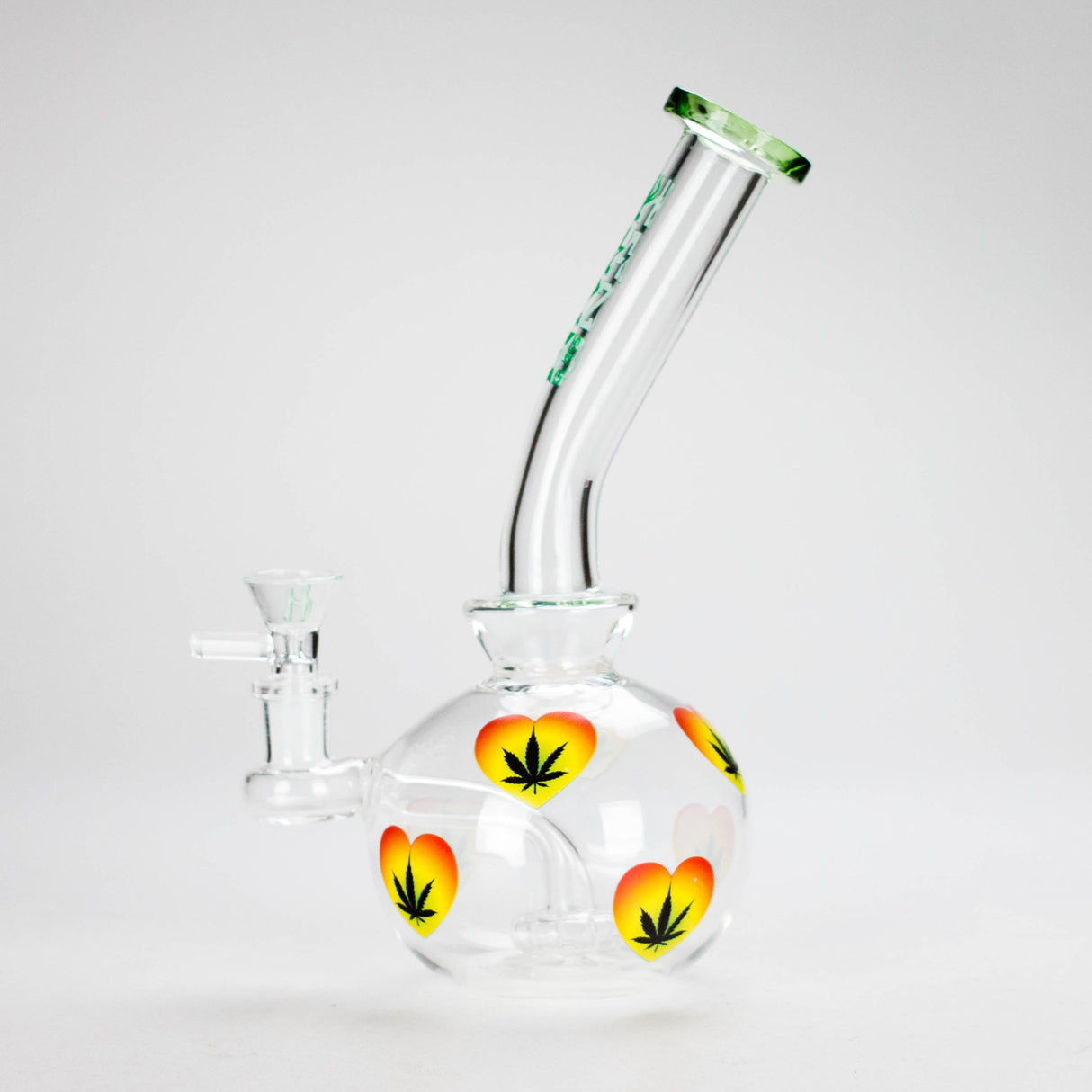 Haze | 9″ Heart Leaf Bubble Base Glass Bong – Teal (Mini-R) Glass Bong Canadian Distributor
