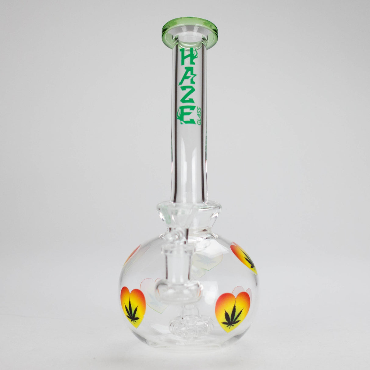 Haze | 9″ Heart Leaf Bubble Base Glass Bong – Teal (Mini-R) Glass Bong Canadian Distributor
