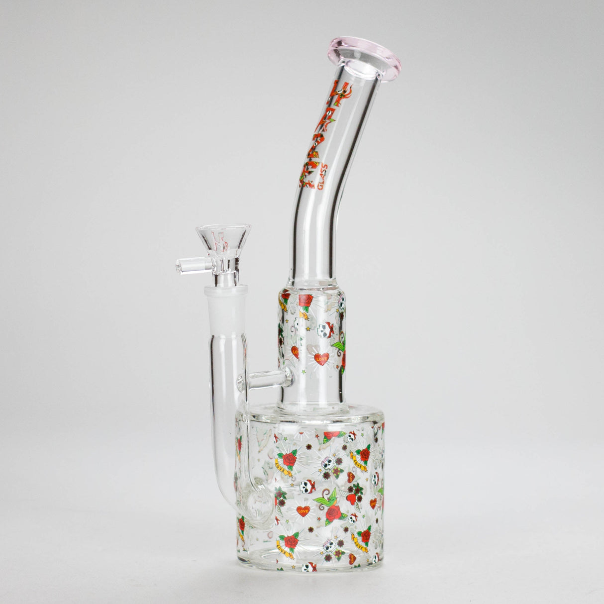 Haze | 10″ Skull & Red Roses Glass Bong – Pink (Mini-S) Glass Bong Canadian Distributor