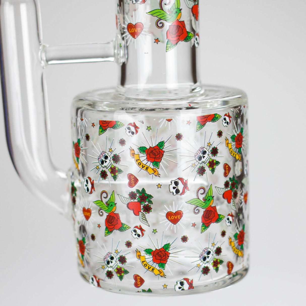 Haze | 10″ Skull & Red Roses Glass Bong – Pink (Mini-S) Glass Bong Canadian Distributor