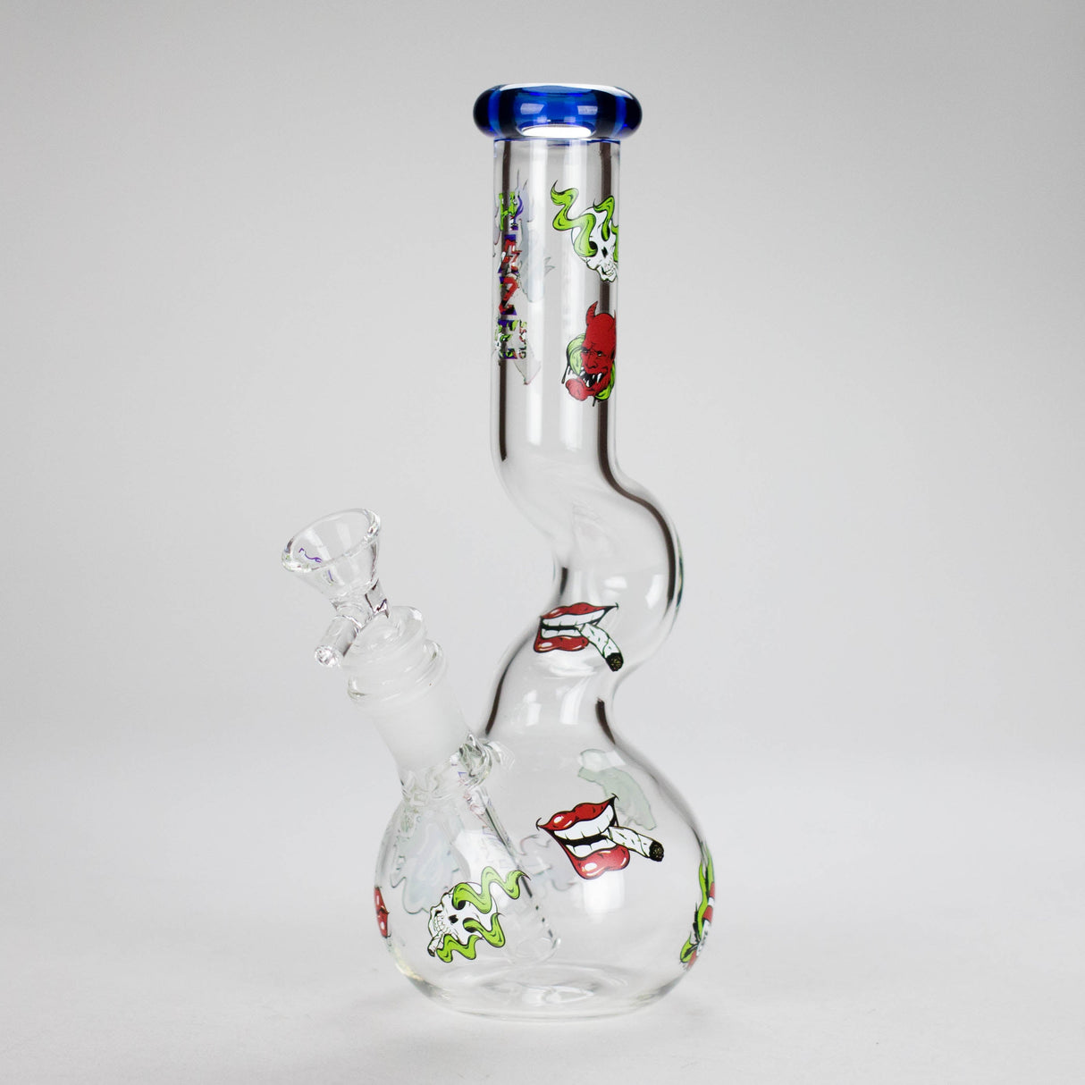 Haze | 9″ Smoking Zig-Zag Glass Bong – Blue (Mini-T) Glass Bong Canadian Distributor