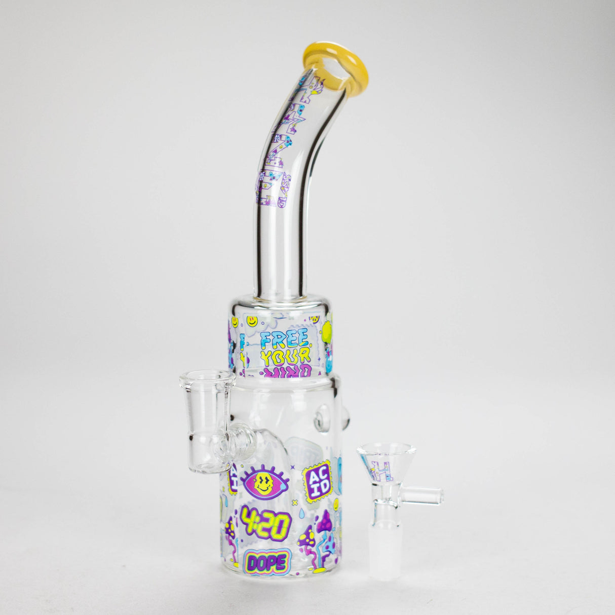 Haze | 9″ 420 Trip Glass Bong – Jade Yellow (Mini-B) Glass Bong Canadian Distributor