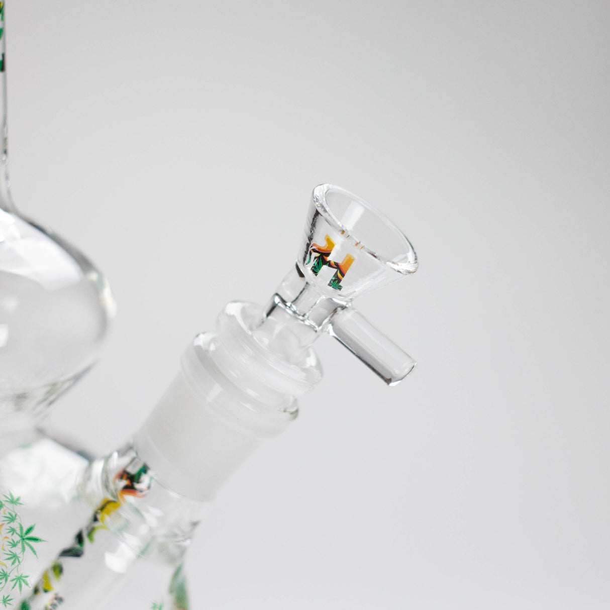 Haze | 9″ Heart Leaf Double Bubble Base Glass Bong with Color Lip – Amber (Mini-U) Glass Bong Canadian Distributor