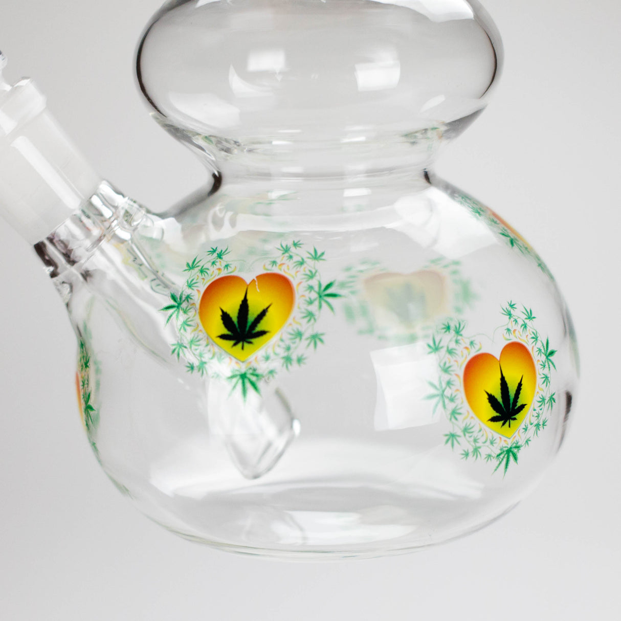 Haze | 9″ Heart Leaf Double Bubble Base Glass Bong with Color Lip – Amber (Mini-U) Glass Bong Canadian Distributor
