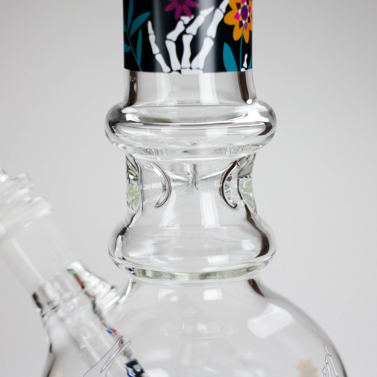 Haze | 9″ Skull Hand & Flower Bubble Base Glass Bong – Pink (Mini-V) Glass Bong Canadian Distributor