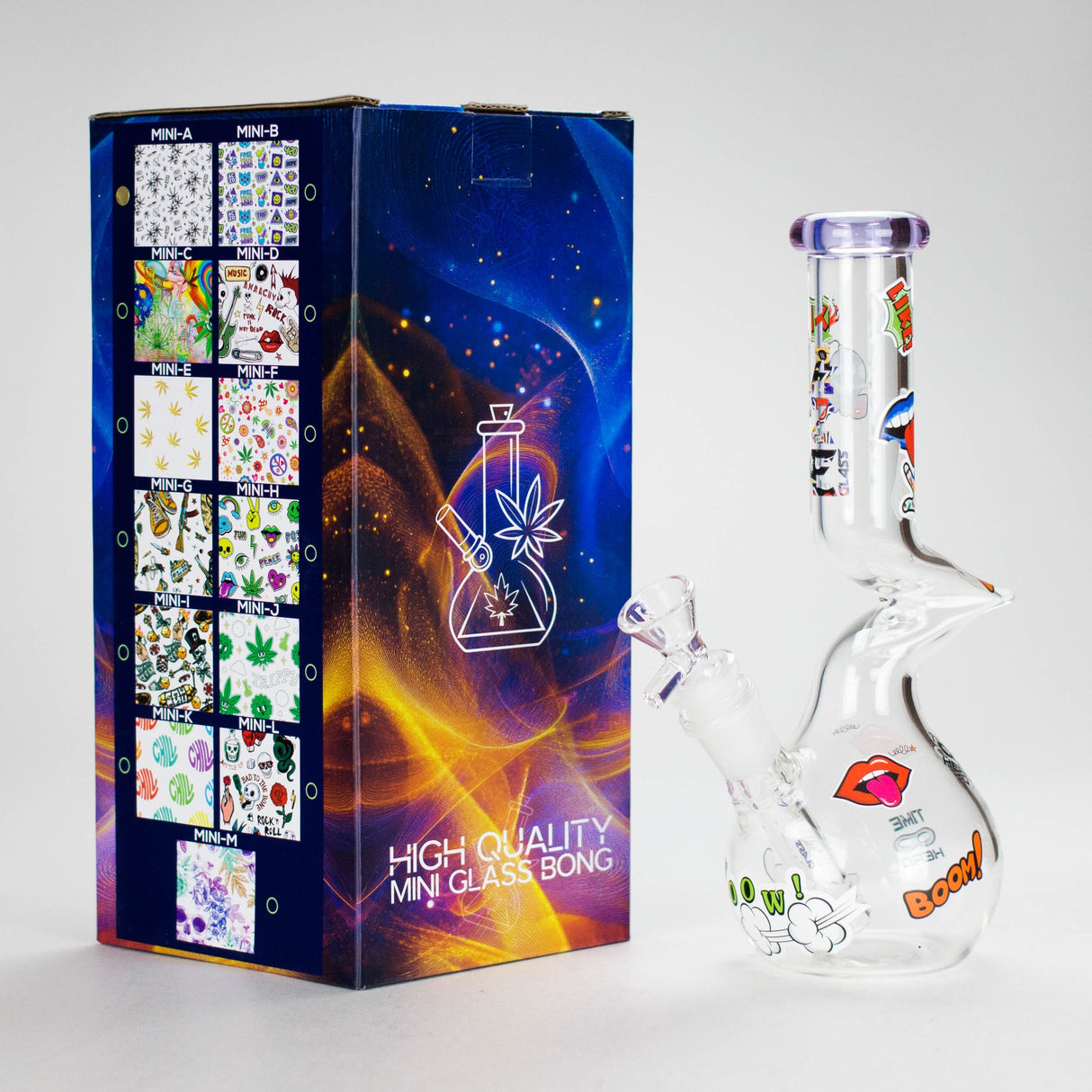 Haze | 9″ Zong Glass Bong with Color Lip – Purple (Mini-W) Glass Bong Canadian Distributor