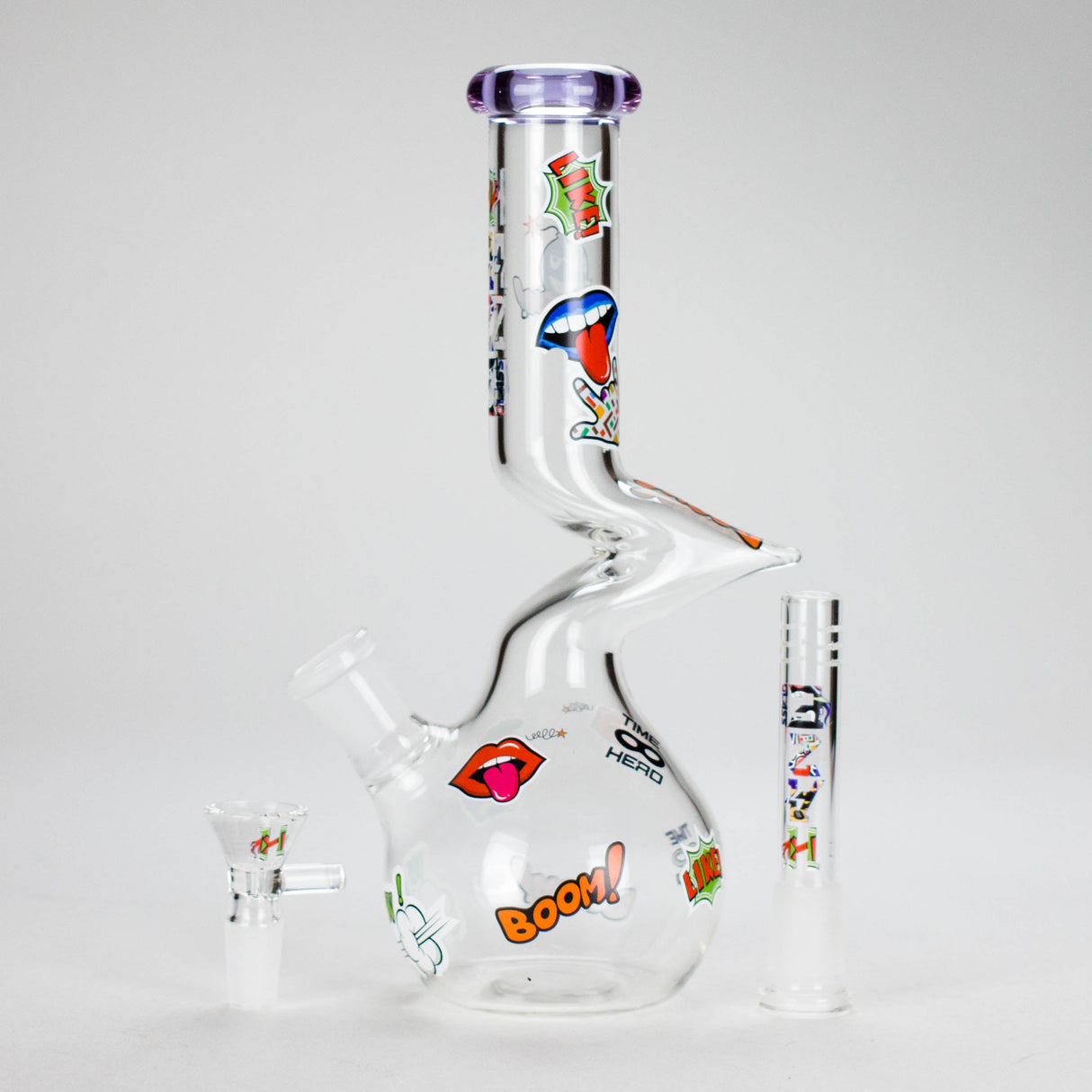 Haze | 9″ Zong Glass Bong with Color Lip – Purple (Mini-W) Glass Bong Canadian Distributor
