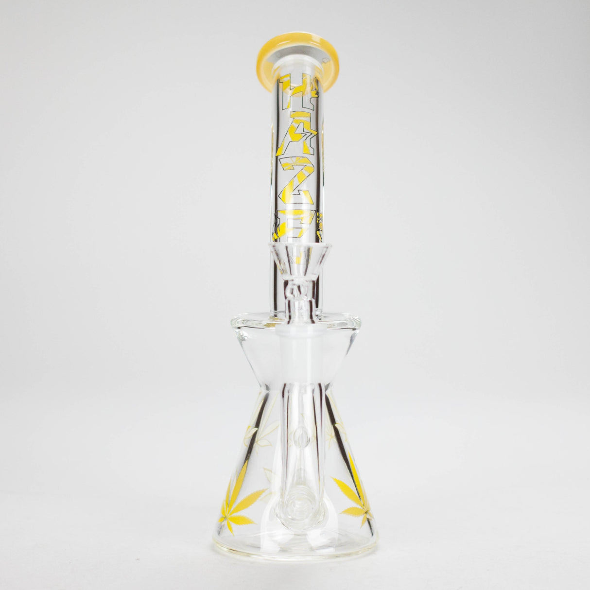 Haze | 8.5″ Weed Leaf Bent Neck Glass Bong – Jade Yellow (Mini-E) Glass Bong Canadian Distributor