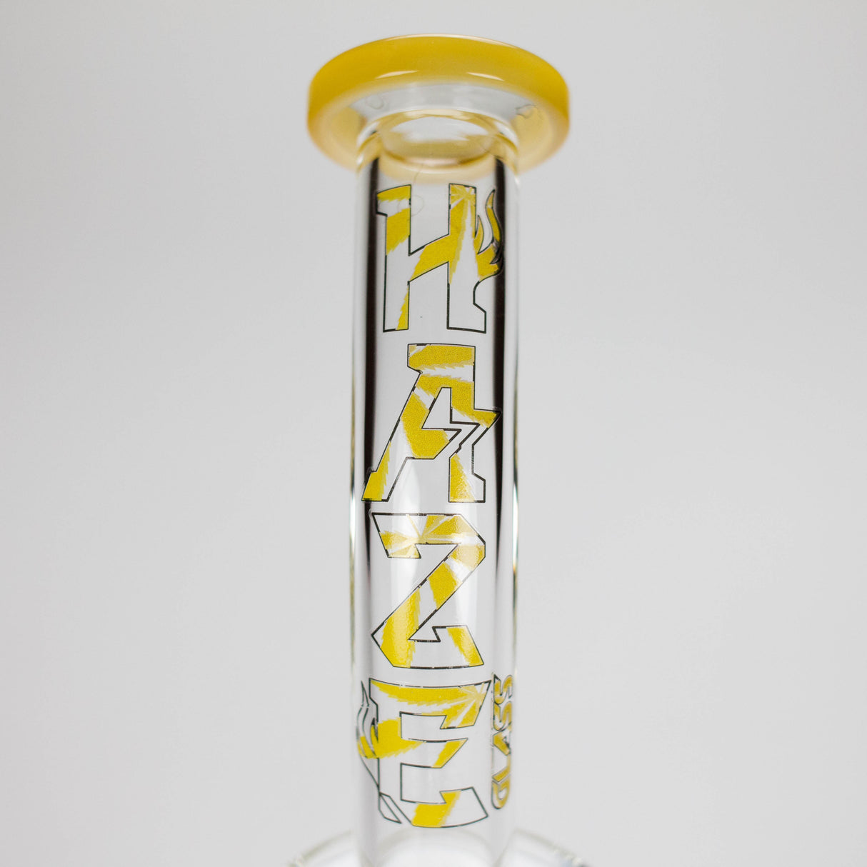 Haze | 8.5″ Weed Leaf Bent Neck Glass Bong – Jade Yellow (Mini-E) Glass Bong Canadian Distributor