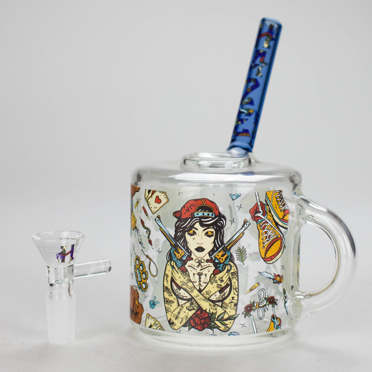 Haze | 6″ Coffee Mug Mini Bubbler – Blue (Mini-G) Glass Bong Canadian Distributor