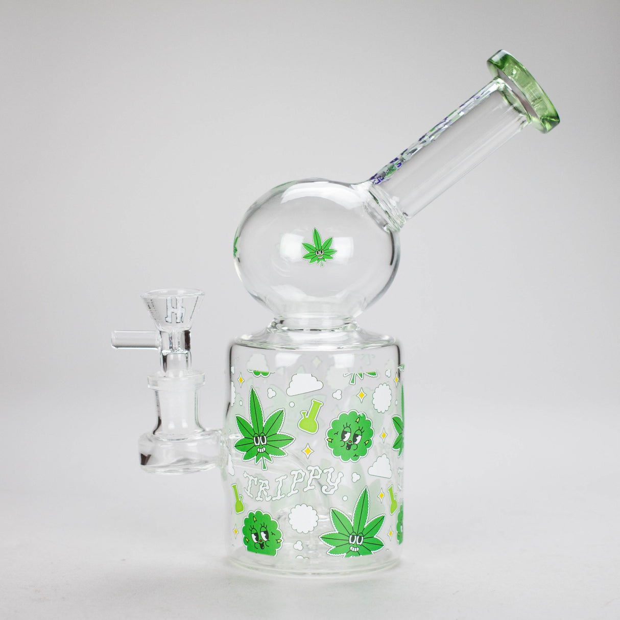 Haze | 8″ Trippy Bubble Dab Rig – Green (Mini-J) Glass Bong Canadian Distributor