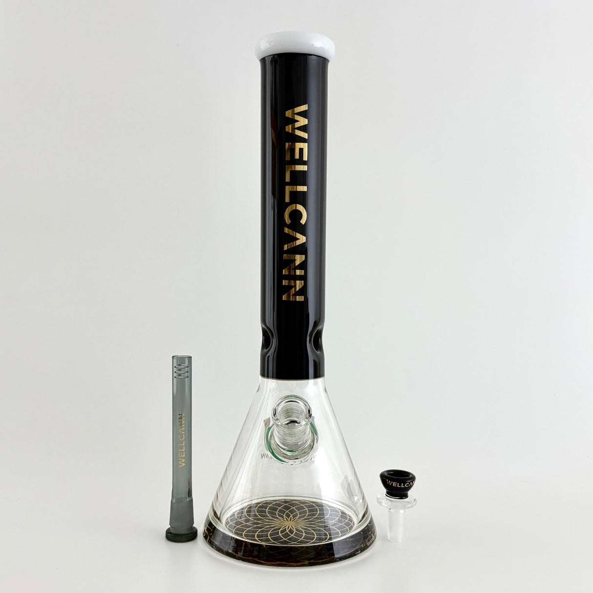 Wellcann | 14" Thickened Base Geometric Gold Beaker Glass Bong Glass Bong Super Supplys Inc