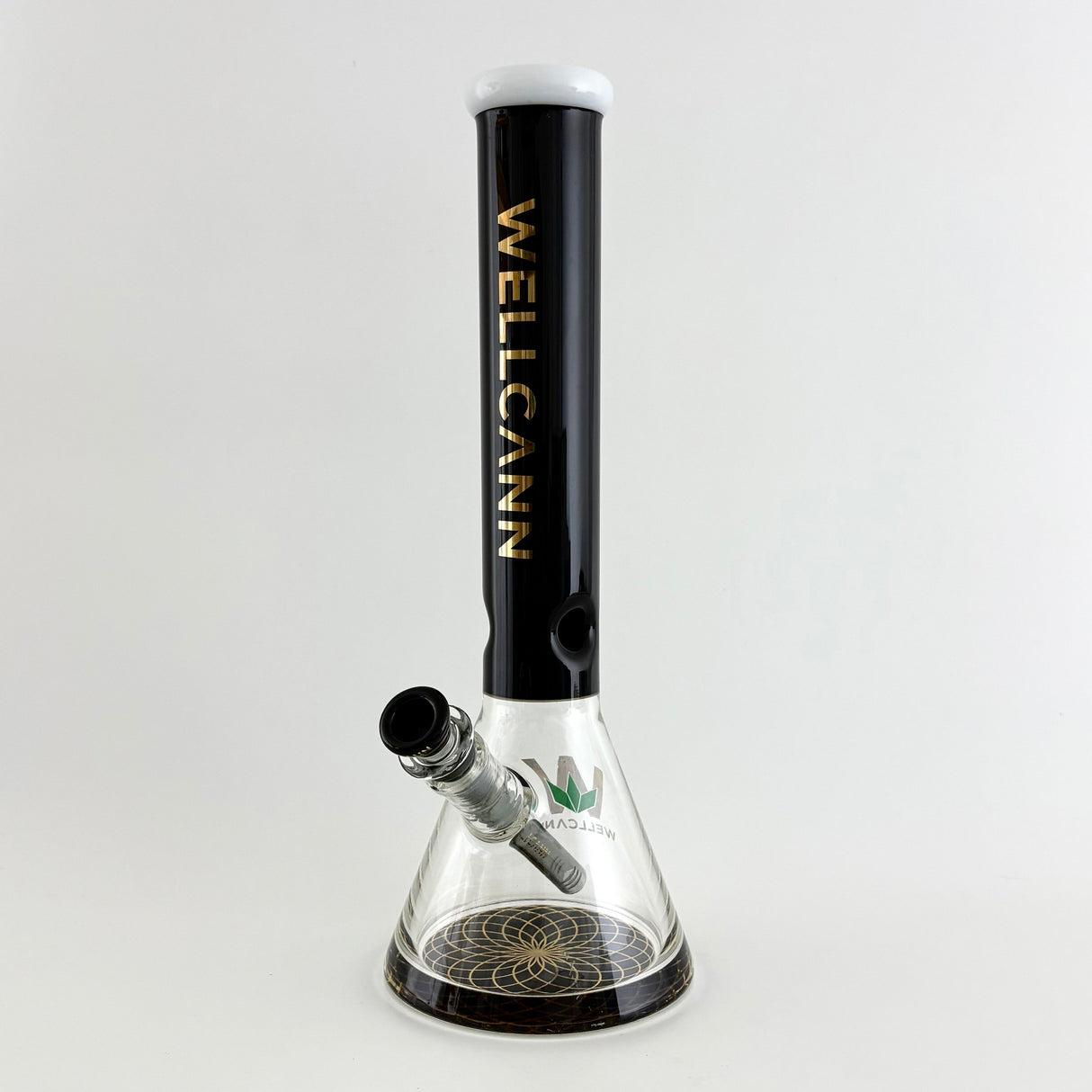 Wellcann | 14" Thickened Base Geometric Gold Beaker Glass Bong Glass Bong Super Supplys Inc