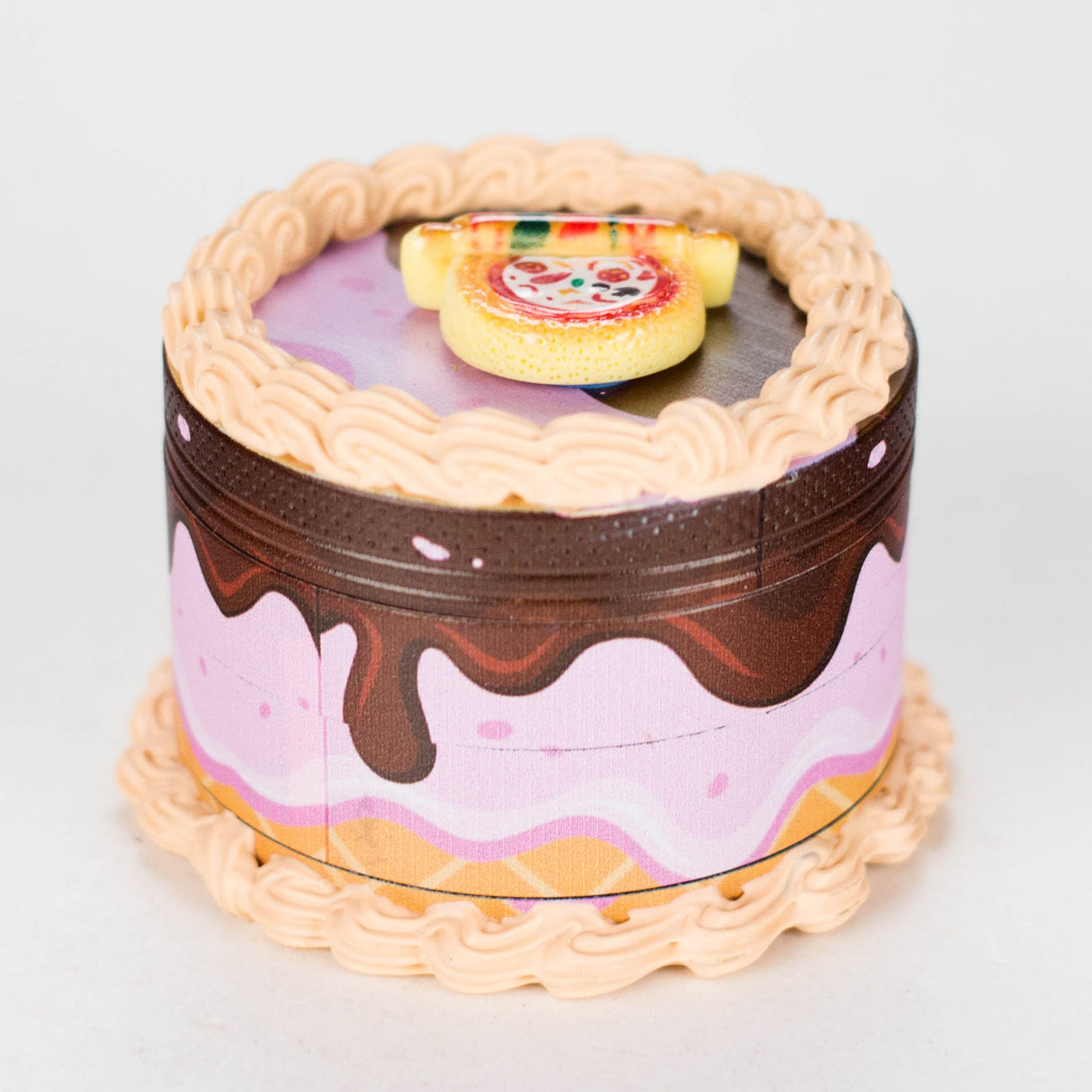 2.5" Cake-Shaped Metal Grinder 4-Layer (Box of 6) Display Pack 777 Smoke