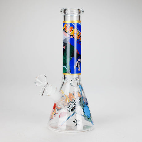 10" Comic Design Glass Beaker Bong – 14mm Bowl Joint Glass Bong 777 Smoke Design2