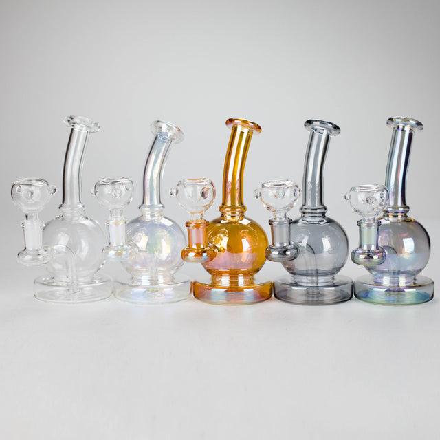 7" Solid Color Electroplate Glass Bong – 14mm Bowl Joint Glass Bong 777 Smoke