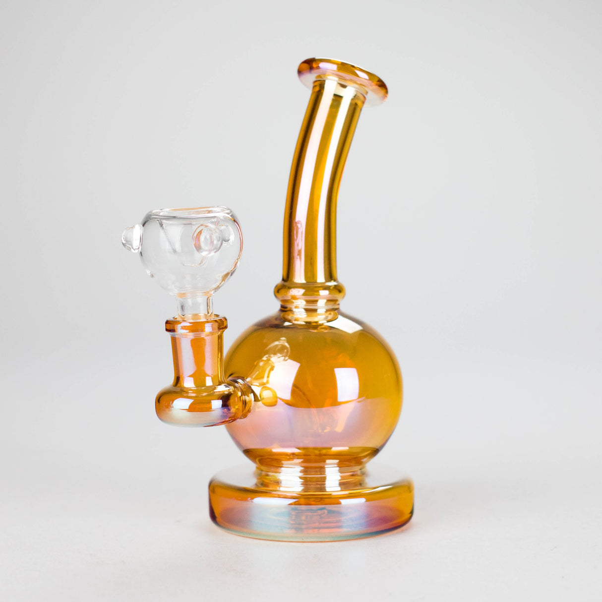 7" Solid Color Electroplate Glass Bong – 14mm Bowl Joint Glass Bong 777 Smoke Gold(orang)
