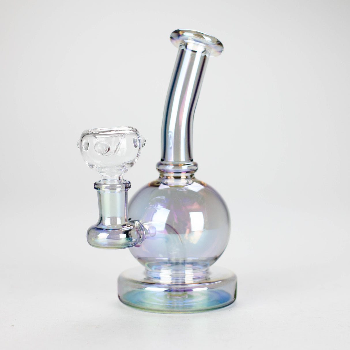 7" Solid Color Electroplate Glass Bong – 14mm Bowl Joint Glass Bong 777 Smoke Blue
