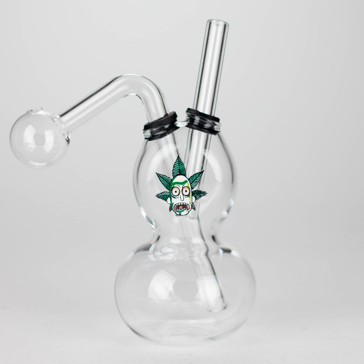 6" Flat Mush Mix Sticker Glass Oil Burner Pipe – Unique Double Bubble Design Glass Rig RMG WHOLESALE