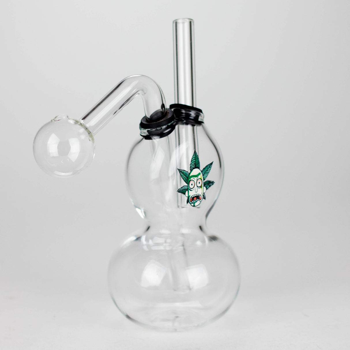 6" Flat Mush Mix Sticker Glass Oil Burner Pipe – Unique Double Bubble Design Glass Rig RMG WHOLESALE