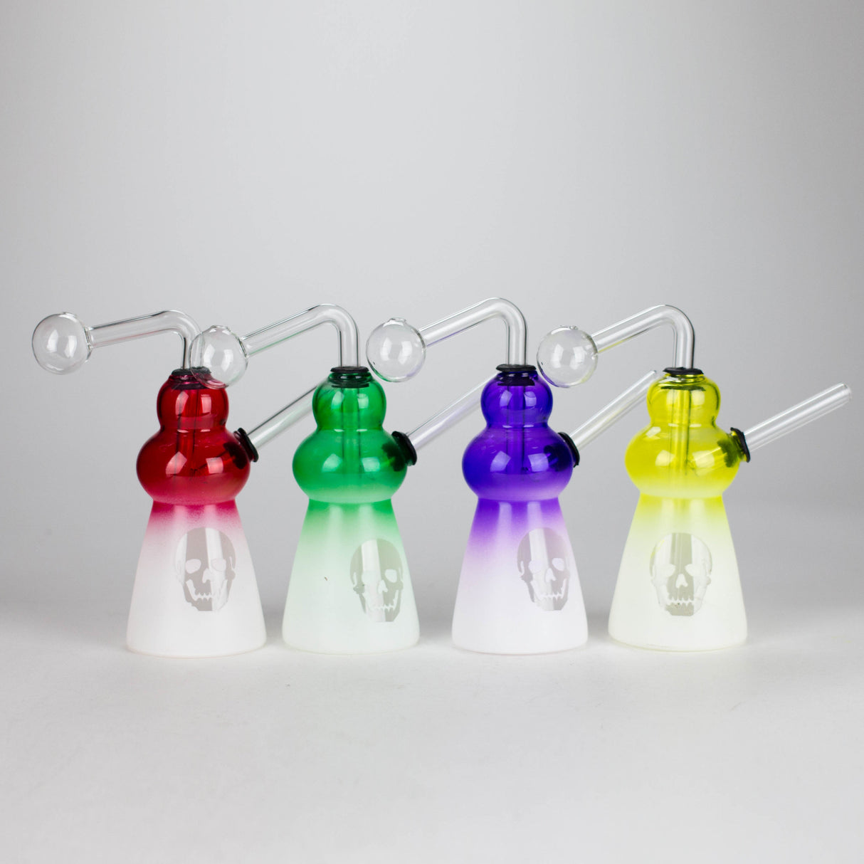 6" Flat Bottom Skull Glass Oil Burner – Compact Design with Assorted Colors Glass Rig RMG WHOLESALE