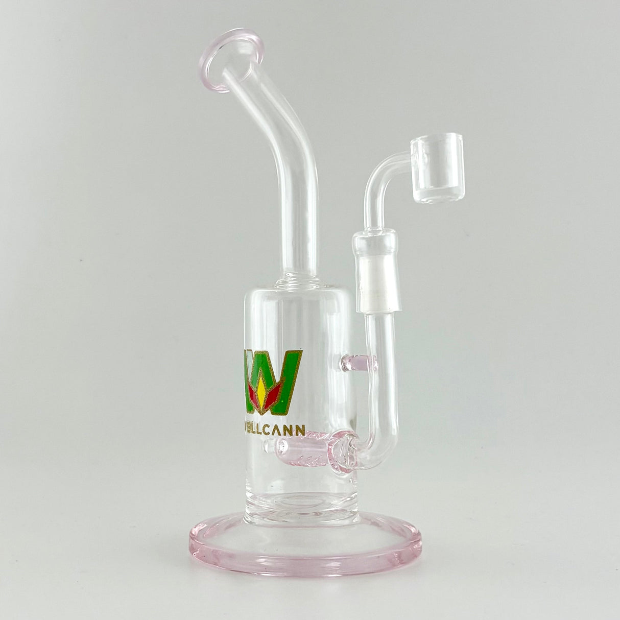 Wellcann | 9.5" Inline Rig with Quartz Banger Glass Rig Super Supplys Inc Pink