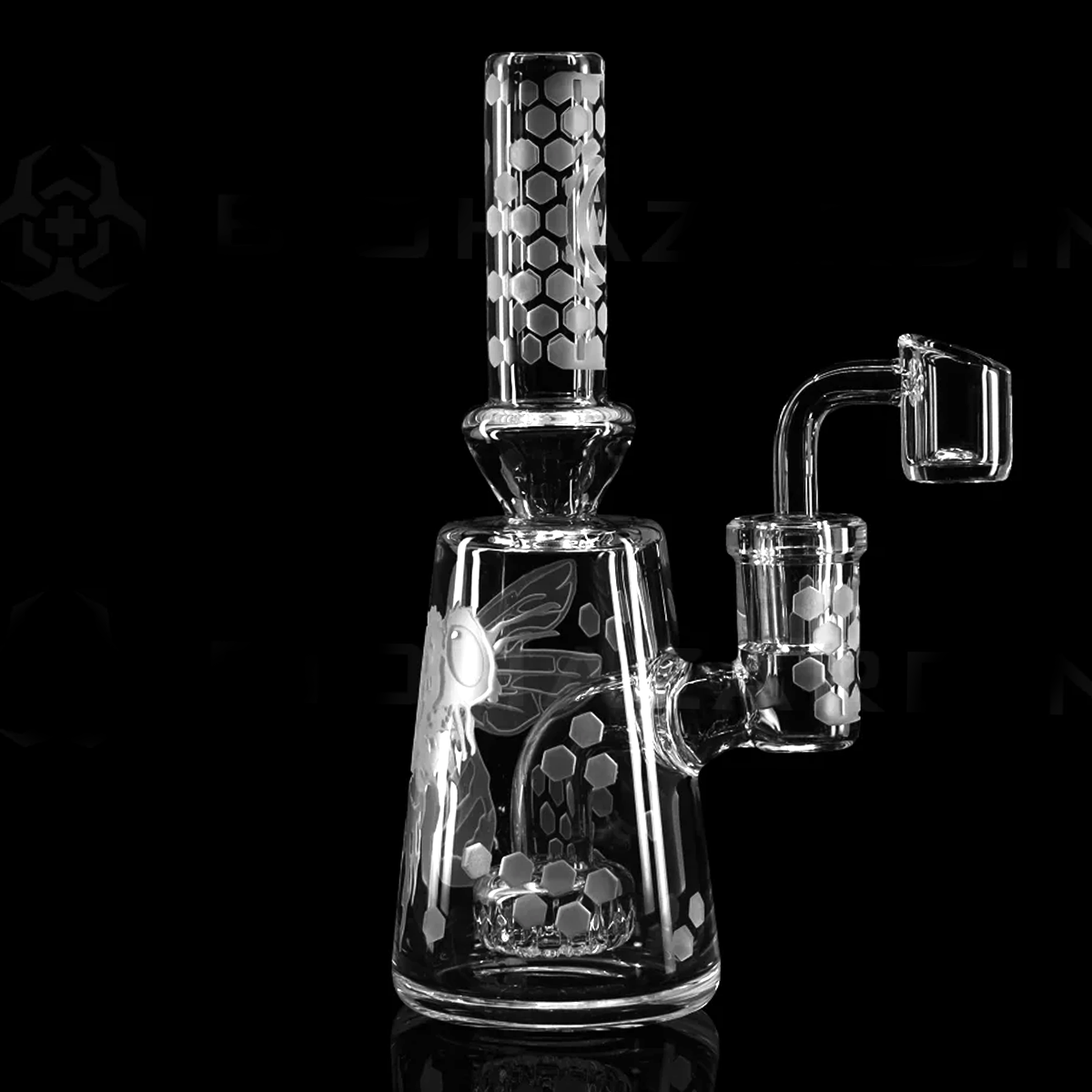 7" BEE HEX ETCHED CAPSULE RIG Glass Rig PINNACLE DISTRIBUTORS INC.