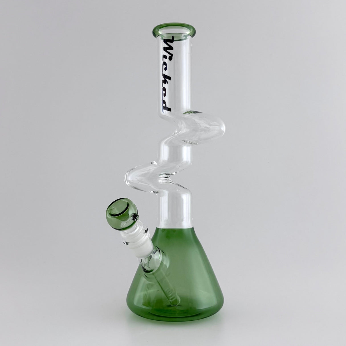 Wicked | Zig-Zag 12" 4mm 4 Colours Assorted Glass Beaker Bong Glass Bong Super Supplys Inc Green