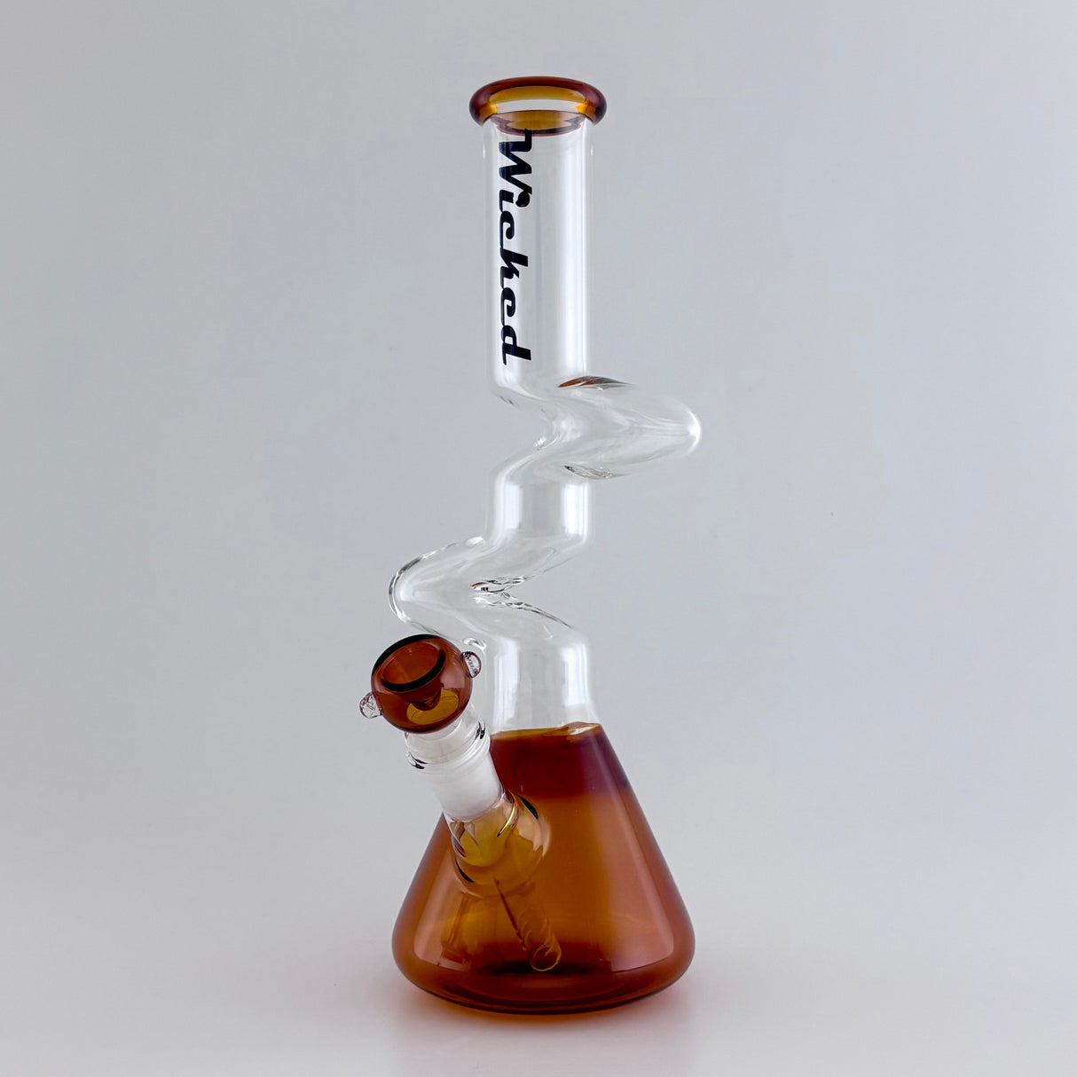 Wicked | Zig-Zag 12" 4mm 4 Colours Assorted Glass Beaker Bong Glass Bong Super Supplys Inc Brown