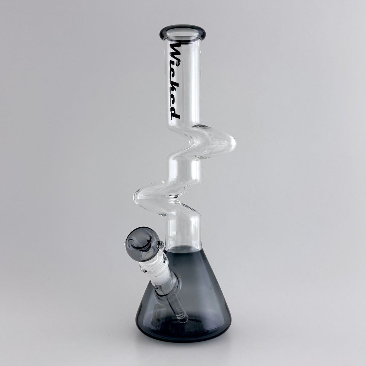 Wicked | Zig-Zag 12" 4mm 4 Colours Assorted Glass Beaker Bong Glass Bong Super Supplys Inc T-Black