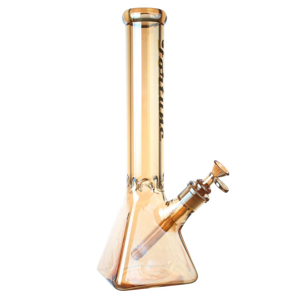 Fortune | Electroplated 14" 7mm Pyramid Base Glass Beaker Bong Glass Bong Fortune Amber