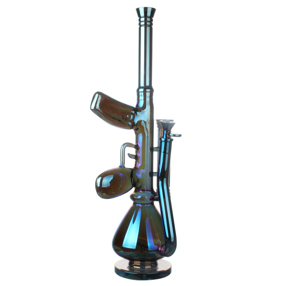 Fortune | 18" AK-47 Style Electroplated Glass Bong Glass Bong Fortune Electric Blue