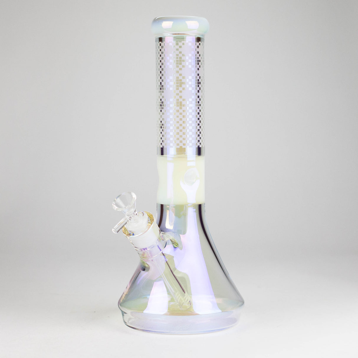 12.5" Hologram Beaker Glass Bong Glass Bong Small Biz Distributors White