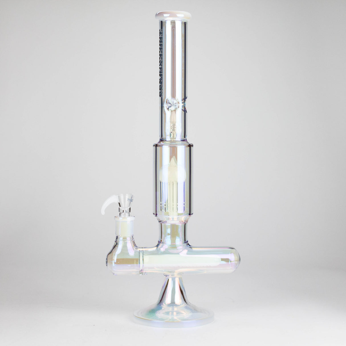 Trippy Glass | 17" 7mm Holographic Stemline Bong – Triple Diffused Perc with 18mm Bowl Glass Bong Small Biz Distributors WHITE