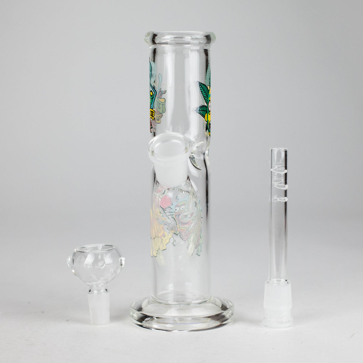 8" Cylinder Tube Glass Bong – 4mm Thick Glass Bong HALLO GLASS