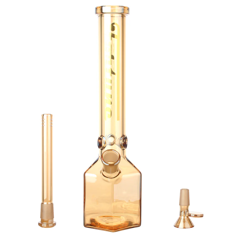 Fortune | 12" Hexagon Electroplated Barrel Base Glass Bong Glass Bong Fortune