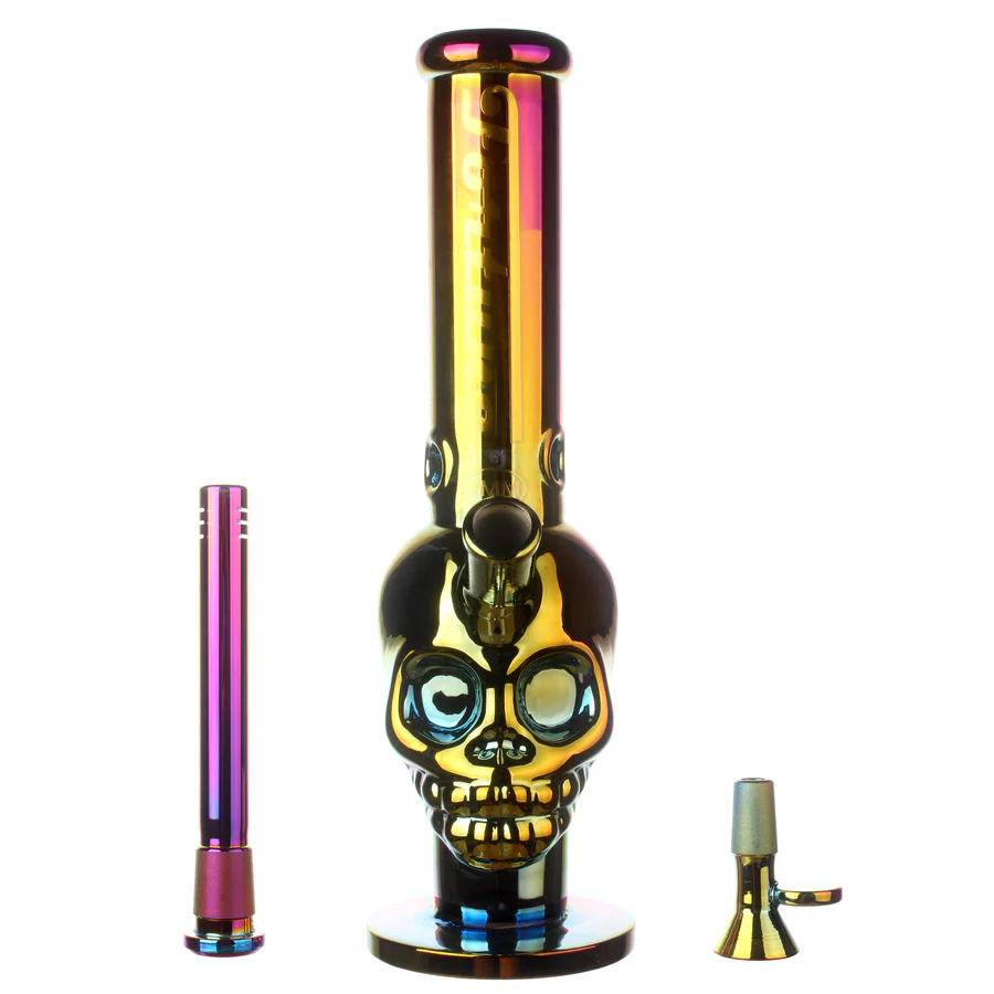 Fortune | 14" 7mm Electroplated Skull Glass Bong Glass Bong Fortune