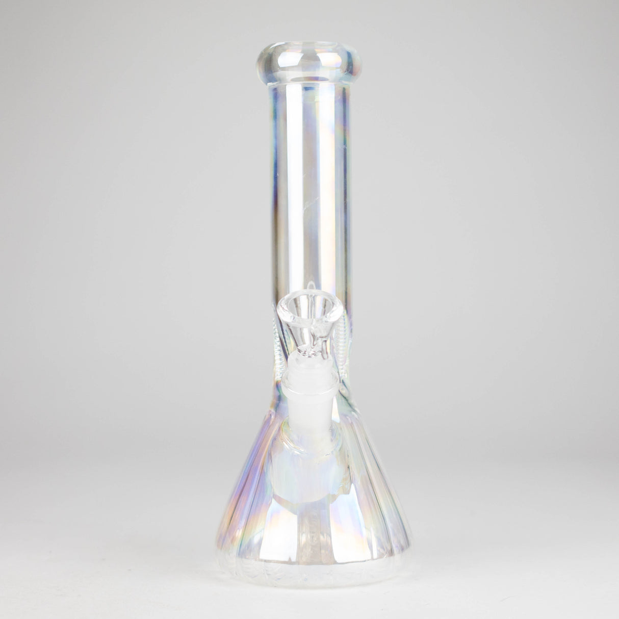 10" Shiny Beaker Ribbed Base Bolt IC with Handle Slide, Color Amber Glossy and Rainbow Glass Bong HALLO GLASS