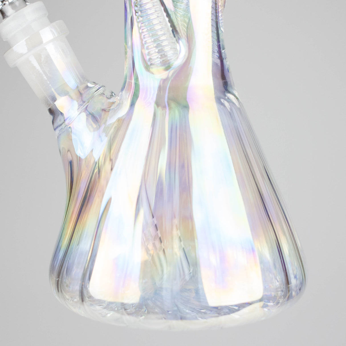 10" Shiny Beaker Ribbed Base Bolt IC with Handle Slide, Color Amber Glossy and Rainbow Glass Bong HALLO GLASS