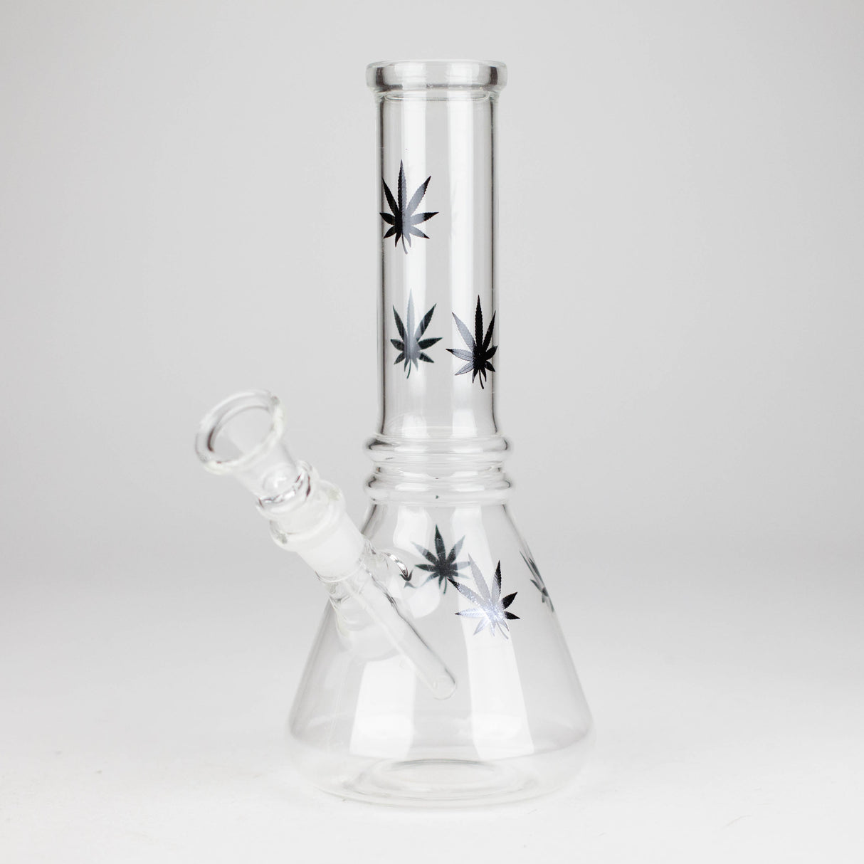 8" Beaker Bong Multi Color, Leaf Sticker Glass Bong HALLO GLASS