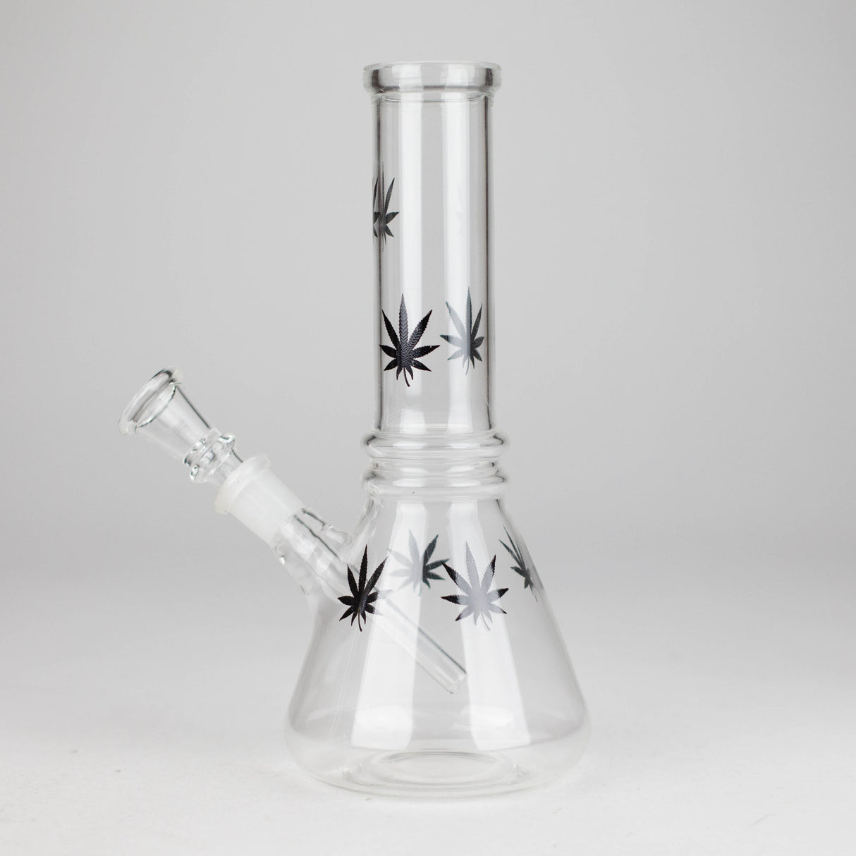 8" Beaker Bong Multi Color, Leaf Sticker Glass Bong HALLO GLASS