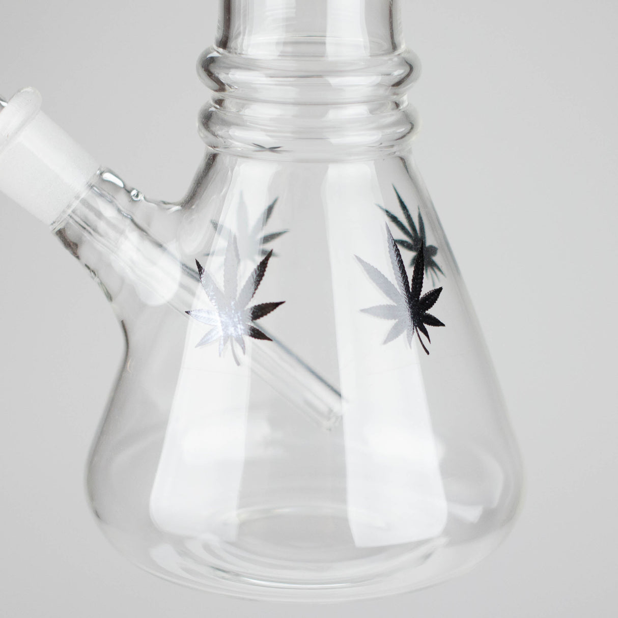 8" Beaker Bong Multi Color, Leaf Sticker Glass Bong HALLO GLASS