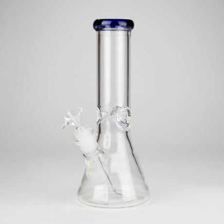 10" Thickness: 5mm Heavy Beaker Bongs, 3Pc Color Rim Glass Bong HALLO GLASS
