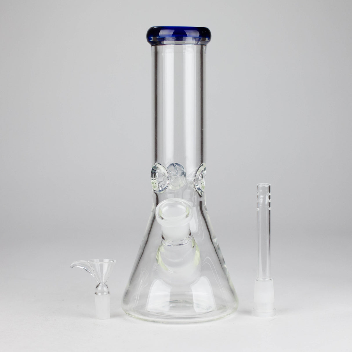 10" Thickness: 5mm Heavy Beaker Bongs, 3Pc Color Rim Glass Bong HALLO GLASS