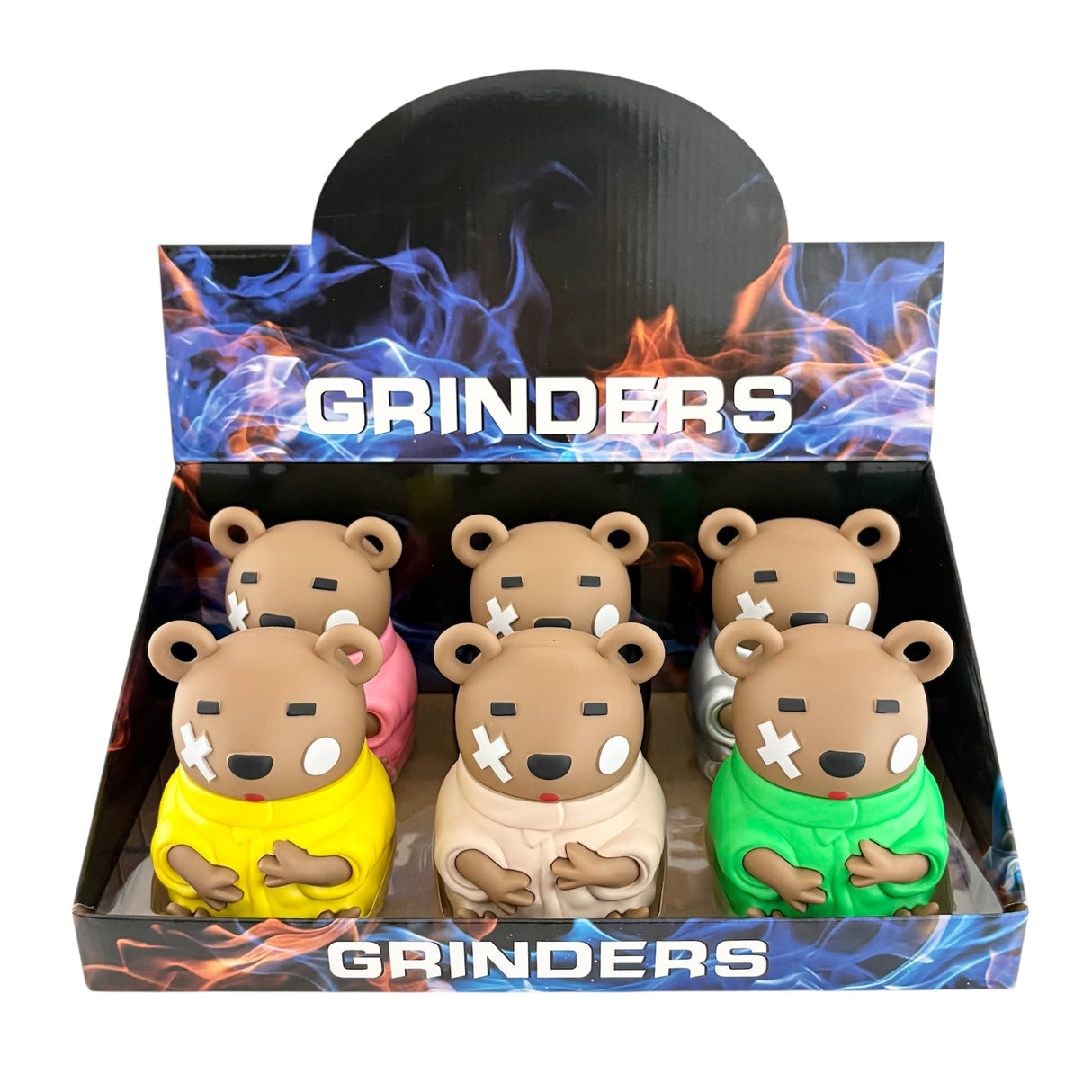 Street-Style Bear Herb Grinders – Assorted Colors-6CT DisplayPack Super Supplys Inc