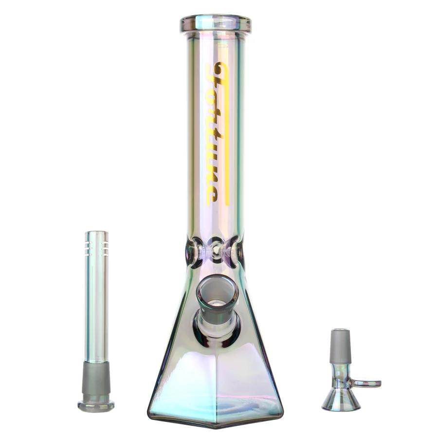 Fortune | Electroplated 10" 5mm Hexagon Glass Beaker Bong - 4 Assorted Colours Glass Bong Fortune