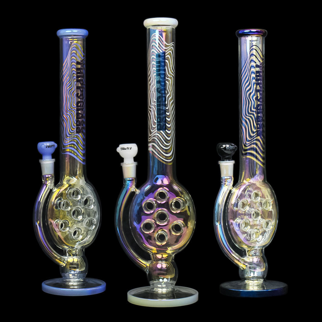 18" Trippy Swiss Perc Bong Glass Bong Small Biz Distributors