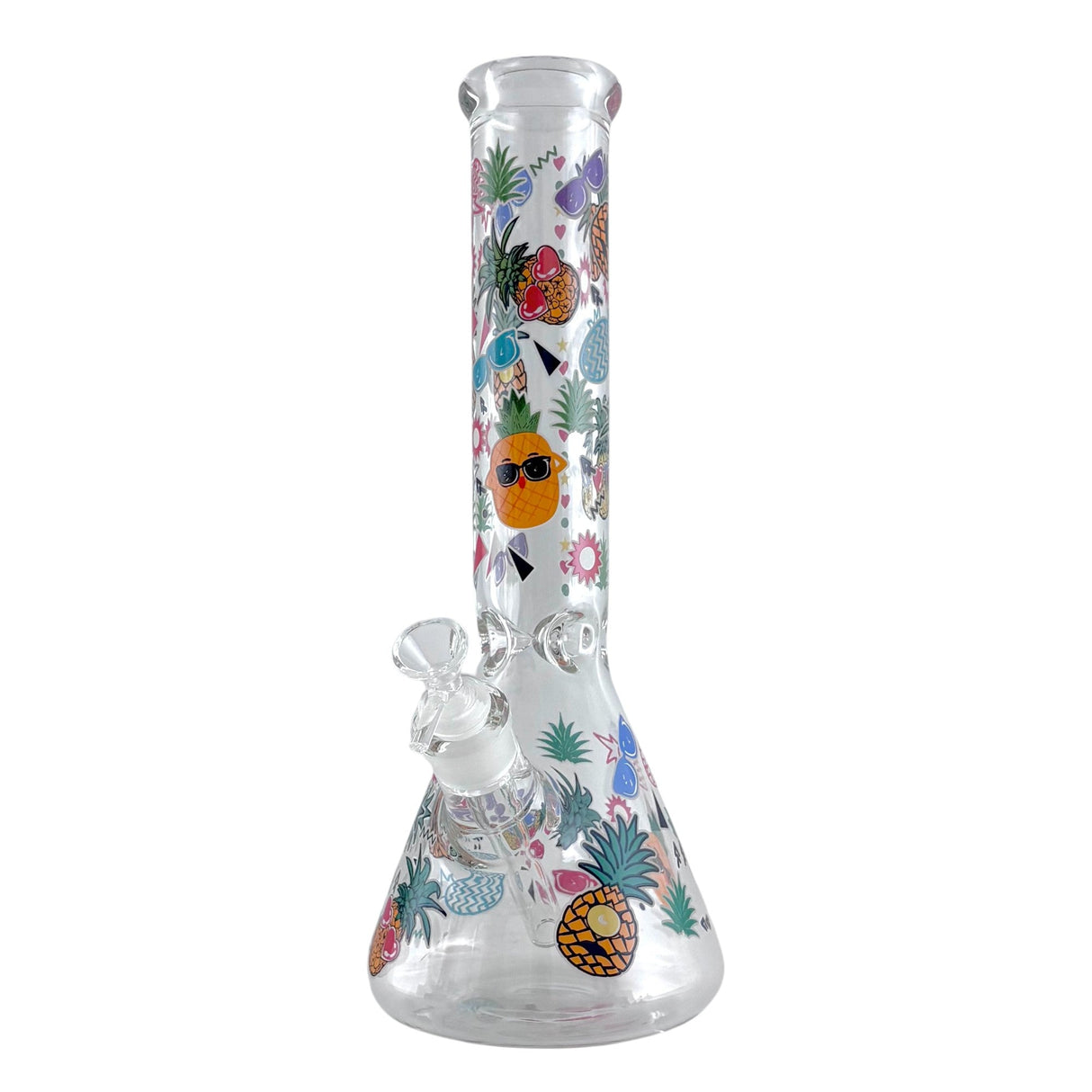 14" Glass Beaker Bong – 7mm Thick with Sticker Art Designs Glass Bong Super Supplys Inc Tropical Pineapple