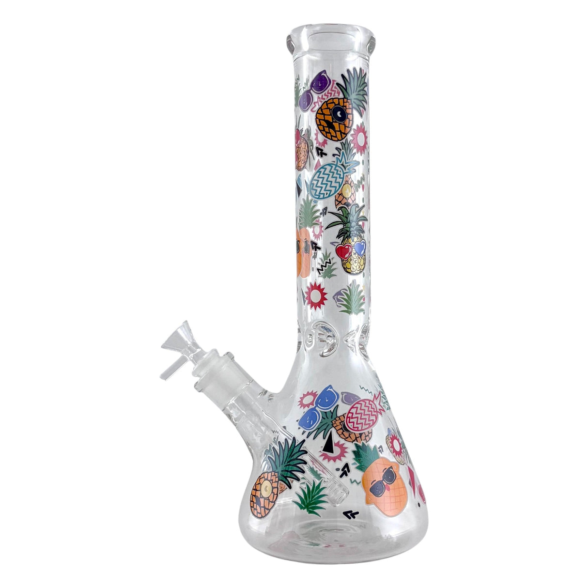 14" Glass Beaker Bong – 7mm Thick with Sticker Art Designs Glass Bong Super Supplys Inc