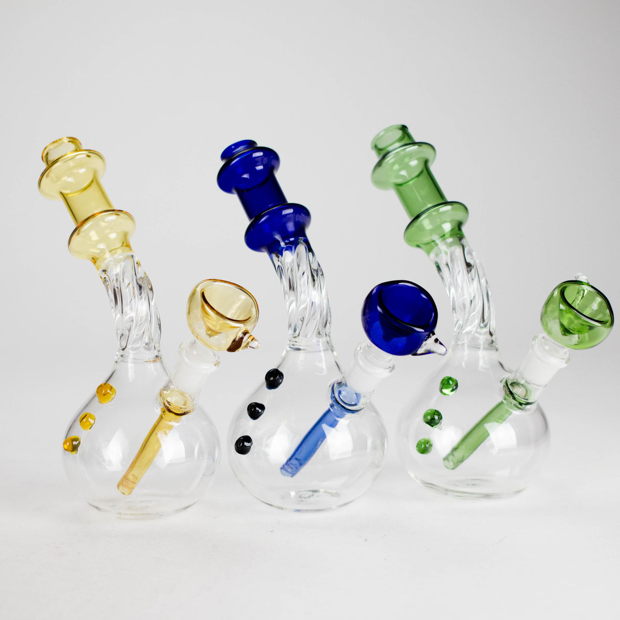 7" Twisted Bend Tube Glass Bong – Assorted Colors Glass Bong RMG WHOLESALE